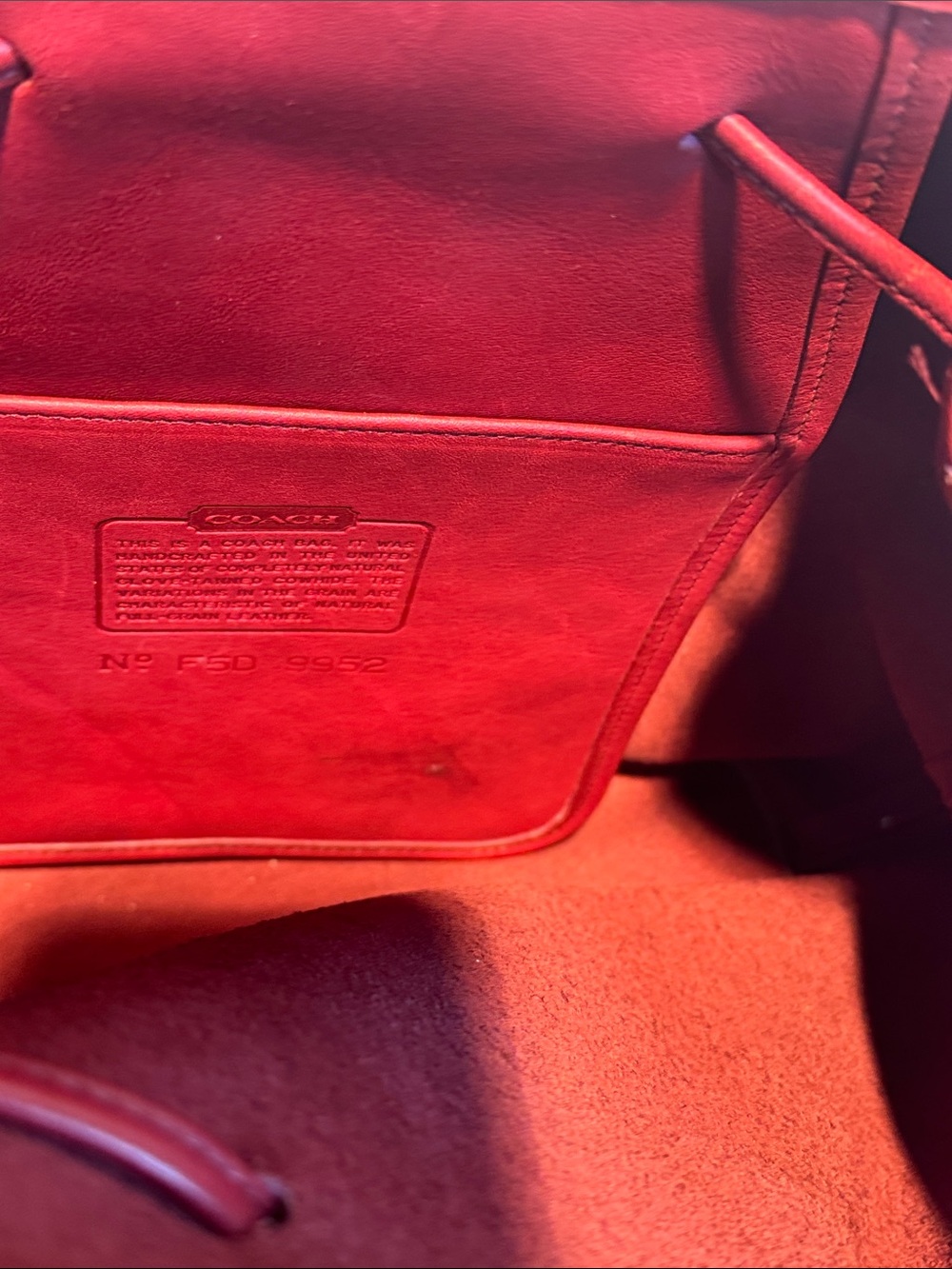 Coach Vintage Red Leather Drawstring Crossbody Bucket Bag 9952 - Picture 16 of 16